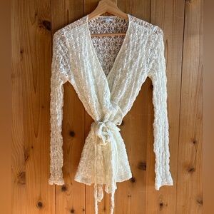 ANNE FONTAINE Lace Wrap Blouse sz 3